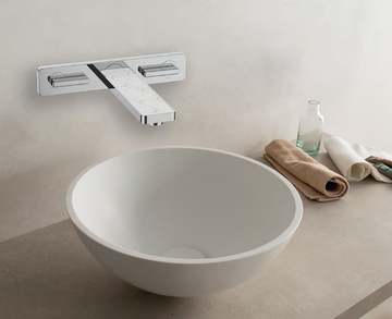 Round washbasin - Countertop round Corian® washbasin by GUGLIELMI RUBINETTERIE - view 3